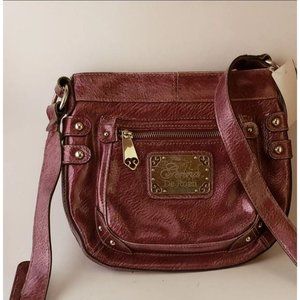 Genna De Rossi Leather Magenta Saddle Shoulder Bag